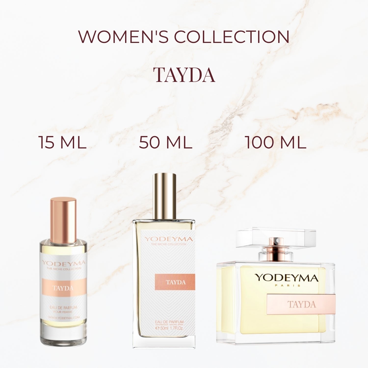 Yodeyma Tayda parfum verkrijgbaar in 15 ml 50 ml en 100 ml