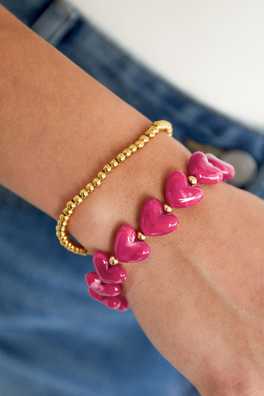 Elastische hartjes armband